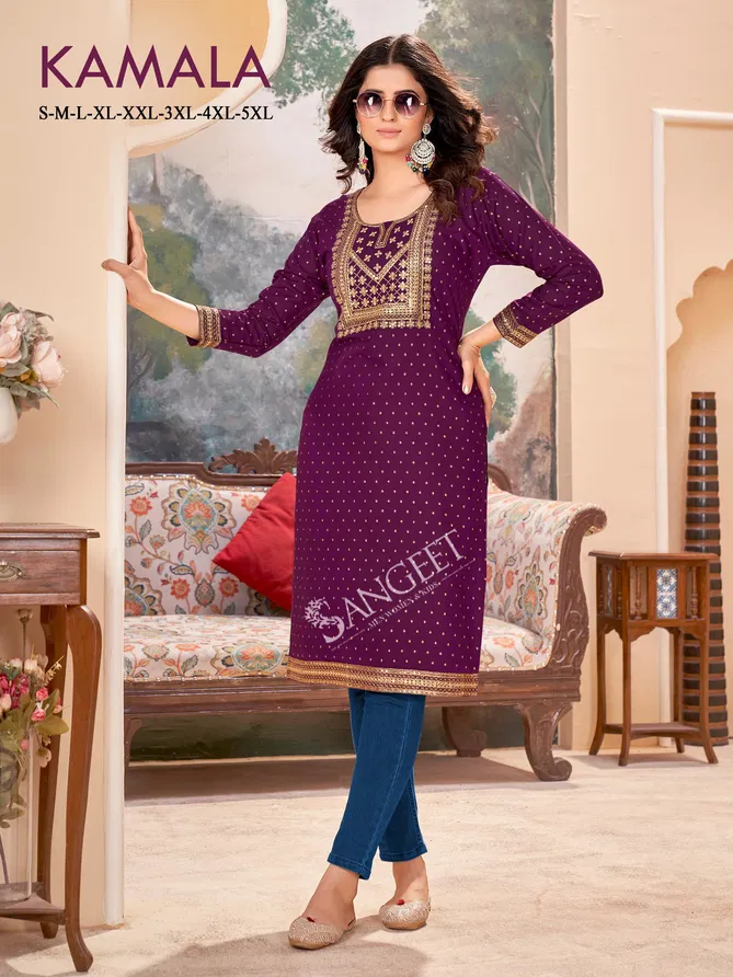 Kamala By Sangeet Rayon Embroidery Kurti Wholesale Online